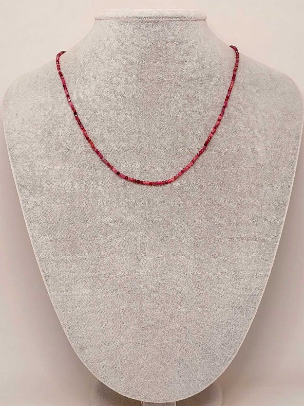 Çilek Kuvars Taşı 2mm 1000 Ayar Gümüş İpli Kolye (Sabit Klipsli) - 3