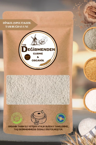 Organik Atalık Dinkel Spelt Tam Kızıl Buğday Unu - 1 Kilo