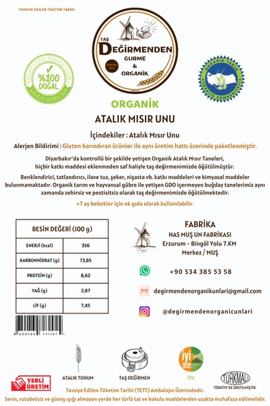 Organik Atalık Mısır Unu - 1 Kilo - 2