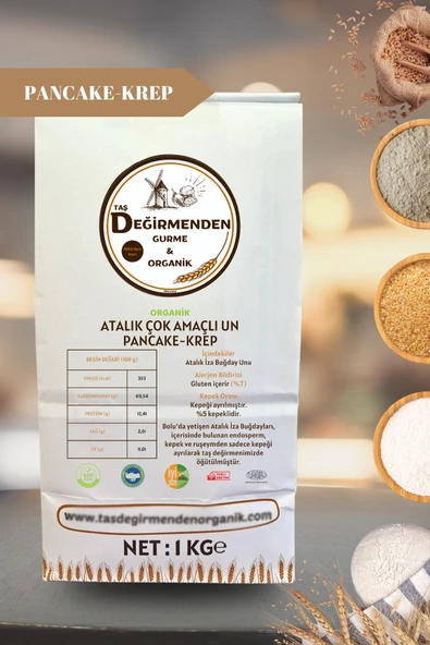 Taş Değirmenden Organik Organik Atalık Çok Amaçlı Un - Pancake-Krep - 1 Kilo - Resim 2