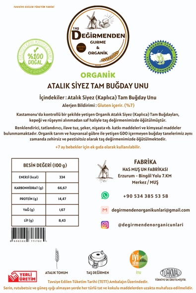 Organik Atalık Unlar Seti (Siyez-Karakılçık-Kavılca) - 2
