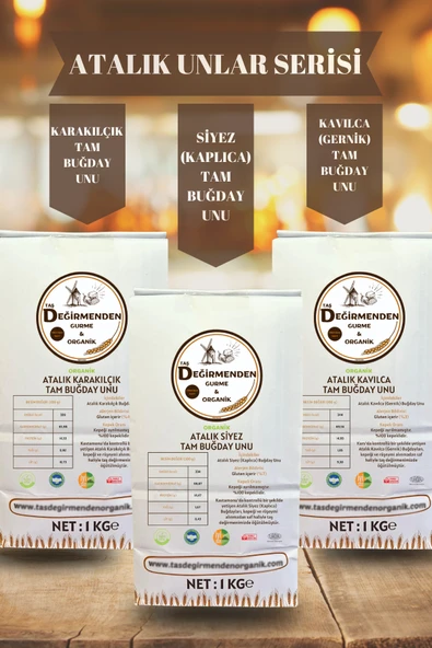 Taş Değirmenden Organik Atalık Unlar Seti 1 (Siyez-Karakılçık-Kavılca) ürün görseli 1