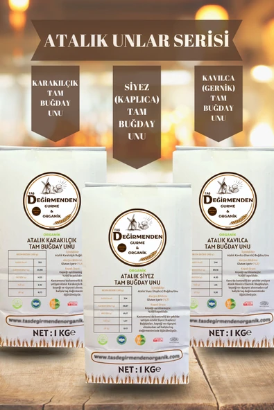 Taş Değirmenden Organik Organik Atalık Unlar Seti 1 (Siyez-Karakılçık-Kavılca) ürün görseli