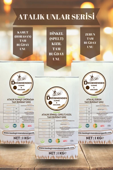 Taş Değirmenden Organik Organik Atalık Unlar Seti 2 (Dinkel-Kamut-Zerun) - 1