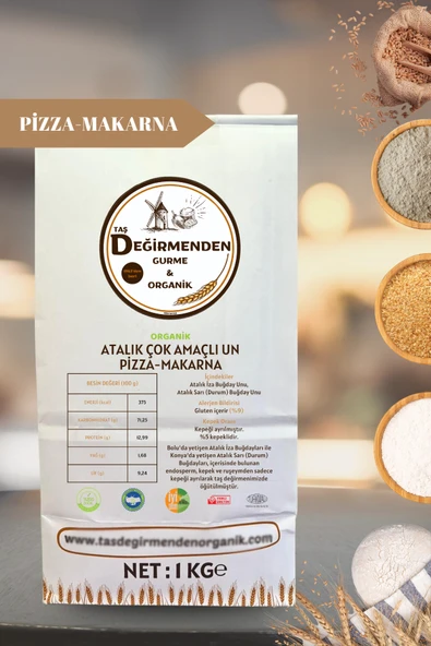 Taş Değirmenden Organik Atalık Çok Amaçlı Un - Pizza - Makarna - 1 Kilo - Resim 2