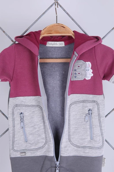 Babyhola Kız Erkek Fermuarlı Kapüşonlu Şardonlu Tulum 12645 - 2