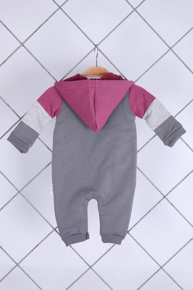 Babyhola Kız Erkek Fermuarlı Kapüşonlu Şardonlu Tulum 12645 - 4