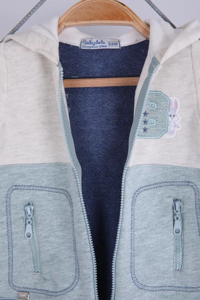 Babyhola Kız Erkek Fermuarlı Kapüşonlu Şardonlu Tulum 12645 - 6