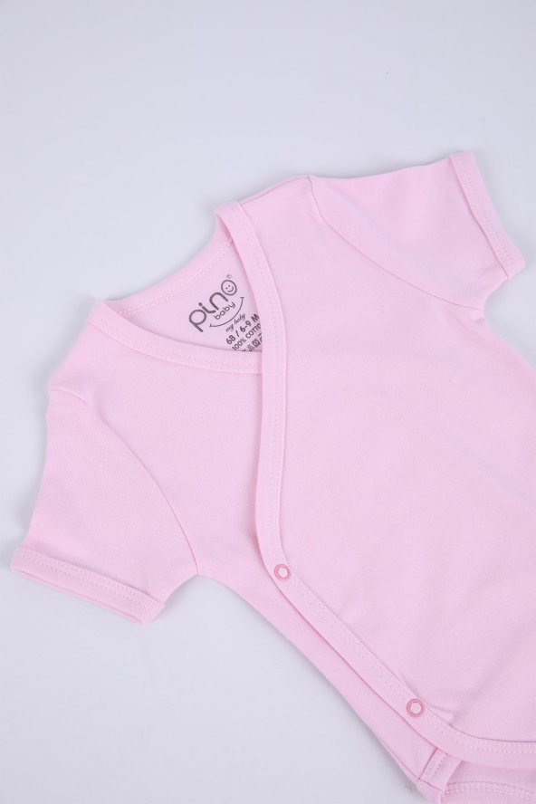 Babyhola 3'lü %100 Pamuk Body Kız Erkek Bebek Kısa Kol Kruvaze Çıtçıtlı Badi Zıbın 3'lü Set 34951 - 3