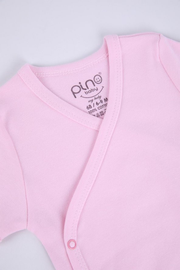 Babyhola 3'lü %100 Pamuk Body Kız Erkek Bebek Kısa Kol Kruvaze Çıtçıtlı Badi Zıbın 3'lü Set 34951 - 5