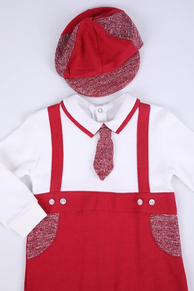 Babyhola %100 Pamuk Şapkalı Uzun Kollu Erkek Bebek Çocuk Patikli Tulum Mevsimlik Baharlık Yenidoğan 2487 - 2