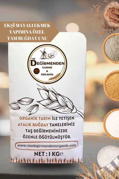 Taş Değirmenden Organik Organik Atalık Ekşi Mayalı Ekmek Yapımına Özel Tam Buğday Unu - 1 Kilo ürün görseli