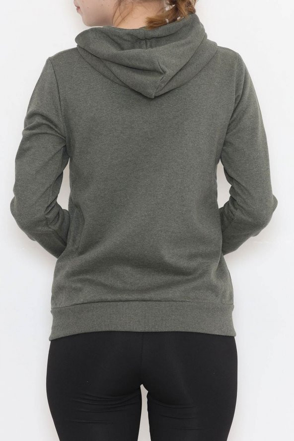 Kapşonlu Fermuarlı Sweat Haki - 11866.108. - 7