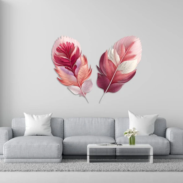 Veraart Kişiselleştirilebilir Işıklı Dekoratif Pleksi Cam Tablo 2 li Tüy 70 cm - 6