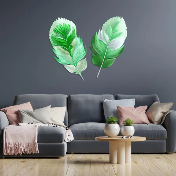 Veraart Kişiselleştirilebilir Işıklı Dekoratif Pleksi Cam Tablo 2 li Tüy 90 cm - 12