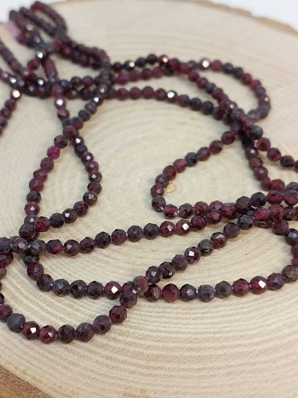 Lal (Garnet – Granat ) Taşı 3mm 1000 Ayar Gümüş İpli Kolye (Sabit Klipsli) - Resim 7