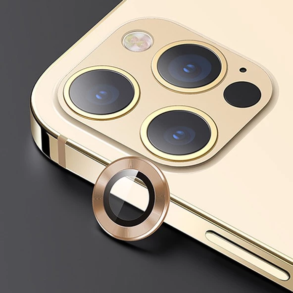 USAMS İphone 12 Pro 3D Metal Çerçeveli Kamera Lens Koruyucu - 4