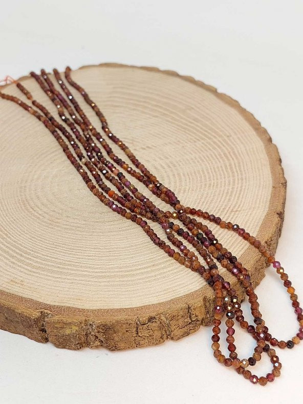 Lal (Garnet - Granat ) Taşı YARIM Dizi 2mm (17cm uzunluğundadır) (41260) - Resim 3