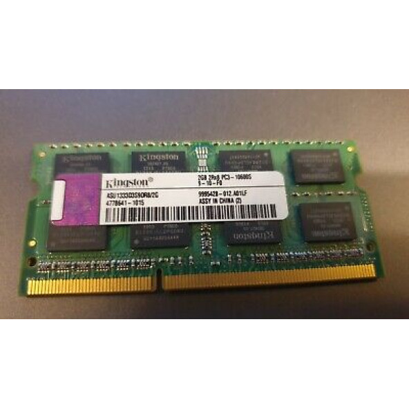 ASU1333D3S9DR8/2G Kingston 2GB PC3-10600 DDR3-1333MHz CL9 204-Pin NOTEBOOK RAM BELLEK SK
