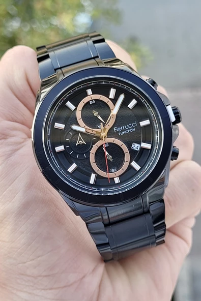 Ferrucci FCISTE189 Siyah Renk İç Göstergeleri Aktif Fonksiyonlu Erkek Kol Saati - 5