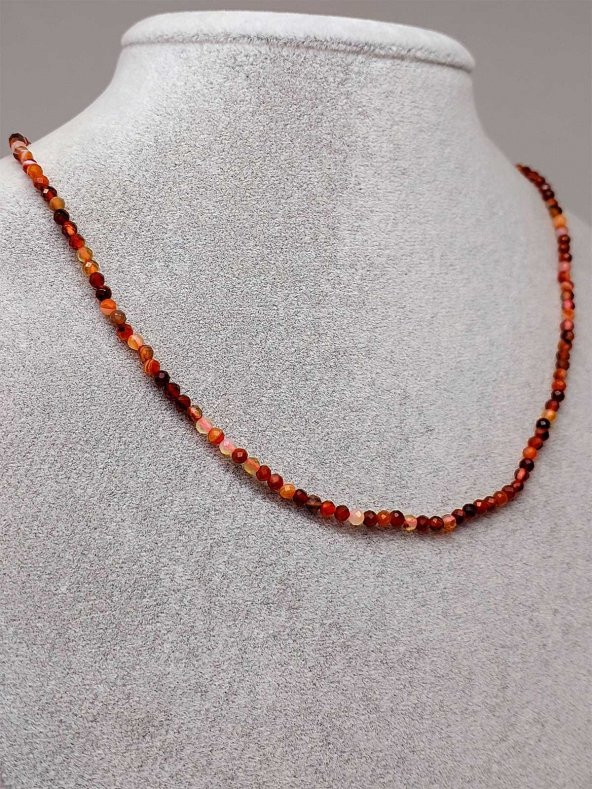 Akik Taşı 2,5mm 1000 Ayar Gümüş İpli Kolye (Sabit Klipsli) ürün görseli