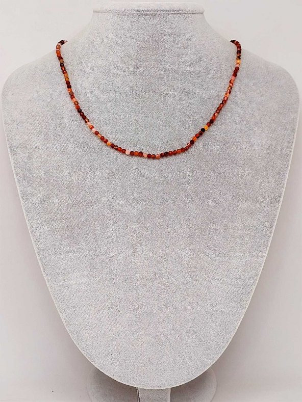 Akik Taşı 2,5mm 1000 Ayar Gümüş İpli Kolye (Sabit Klipsli) - Resim 4