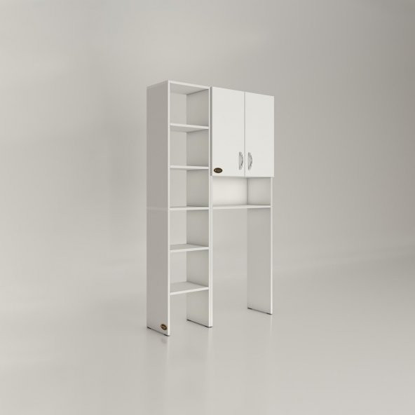 Kenzlife çamaşır makinesi dolabı sinemmaks byz 180x096x30 banyo kapaklı arkalıklı raflı - 3