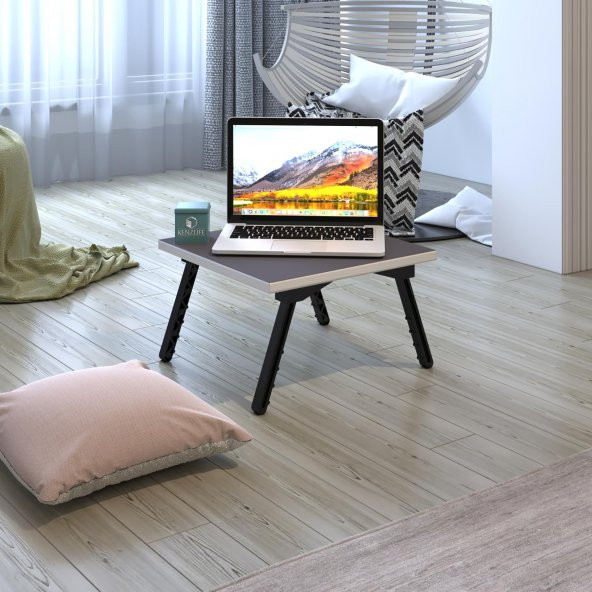 Kenzlife laptop dizüstü bilgisayar sehpası tankutay gri 20*39*39 yemek sofra siyah ayak ürün görseli