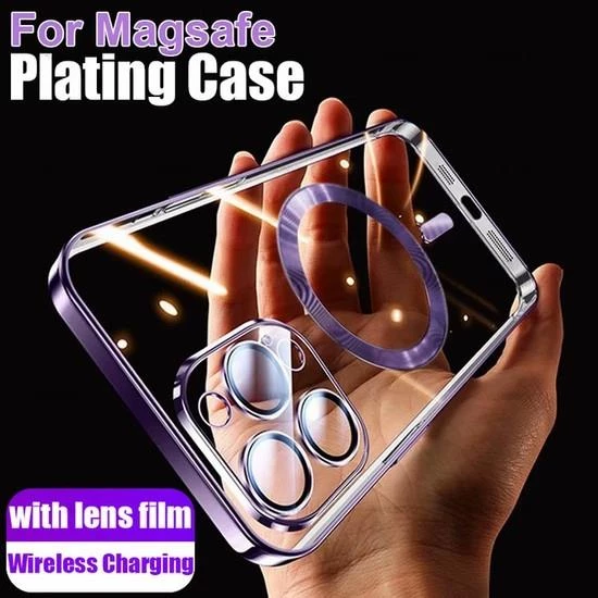 Apple iPhone 13 Kılıf Kamera Lens Korumalı Magsafe Şarj Kilifi Şeffaf Renkli Yumuşak Kapak - 3