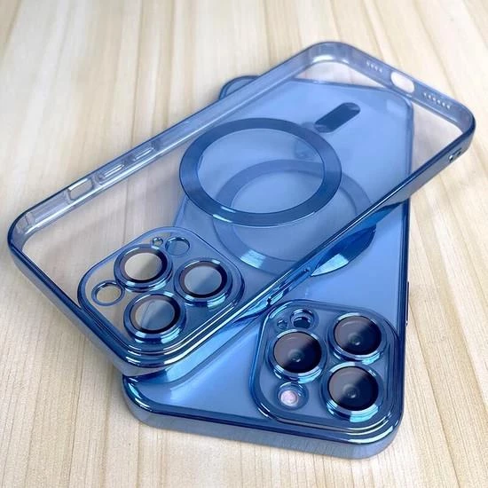 Apple iPhone 13 Kılıf Kamera Lens Korumalı Magsafe Şarj Kilifi Şeffaf Renkli Yumuşak Kapak - 7