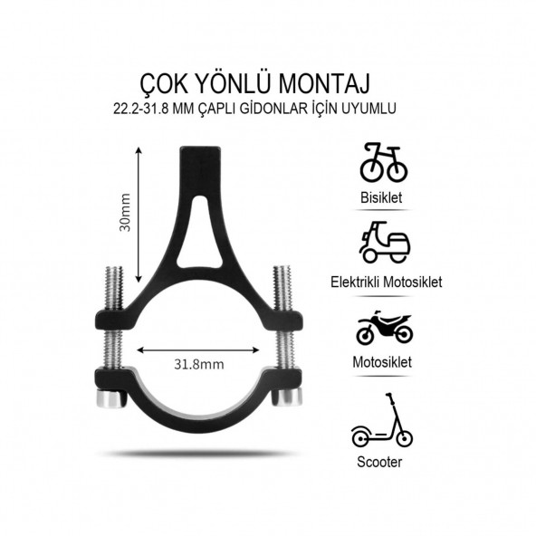 Bisiklet, Elektrikli Bİsiklet,Elektrikli Motor,Motosiklet , Scooter ,Atv Gidon Telefon Tutucu - 3