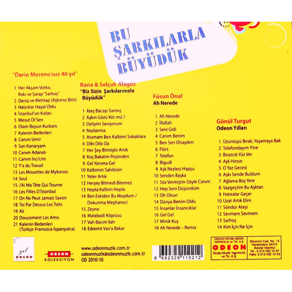 BU ŞARKILARLA BÜYÜDÜK - DARIO MOERNO, RANA & SELÇUK ALAGÖZ, FÜSUN ÖNAL, GÖNÜL TURGUT (4 CD) (2012) - Resim 2