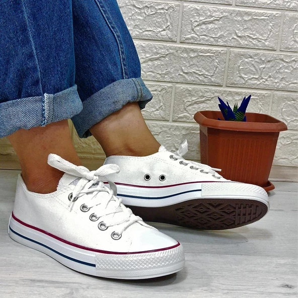 Fiyra 554 Beyaz Kısa Unisex Sneaker Keten Spor Ayakkabı - 2