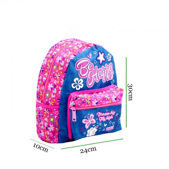 Muggle 2 Bölmeli Be Happy Anaokulu Çantası Pembe MU-7488 - 3