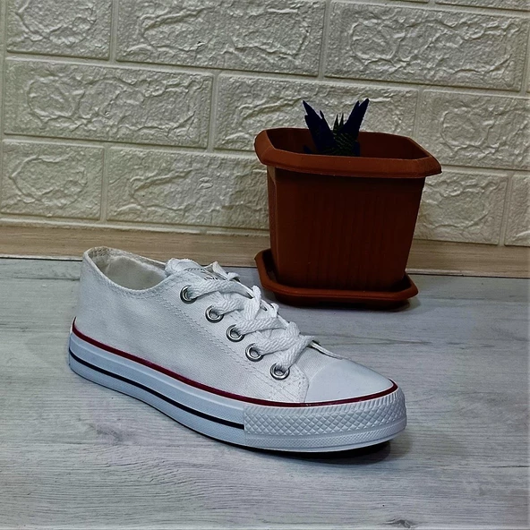 Fiyra 554 Beyaz Kısa Unisex Sneaker Keten Spor Ayakkabı - 10