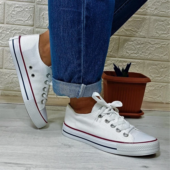 Fiyra 554 Beyaz Kısa Unisex Sneaker Keten Spor Ayakkabı - 5