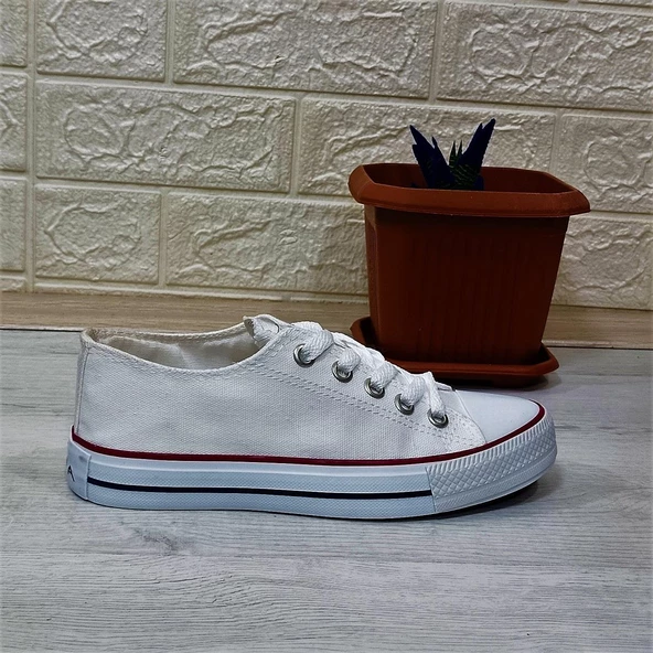 Fiyra 554 Beyaz Kısa Unisex Sneaker Keten Spor Ayakkabı - 11