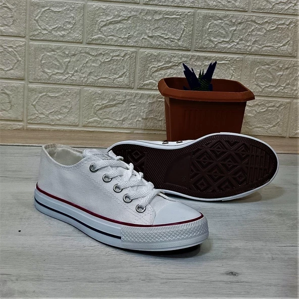 Fiyra 554 Beyaz Kısa Unisex Sneaker Keten Spor Ayakkabı - 8