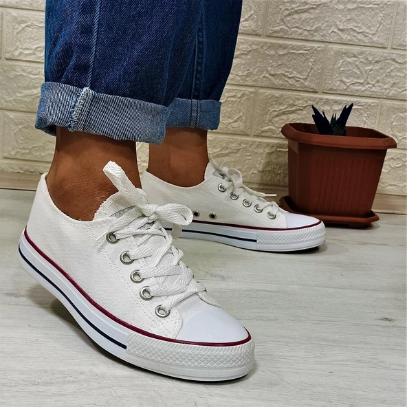 Fiyra 554 Beyaz Kısa Unisex Sneaker Keten Spor Ayakkabı - 4