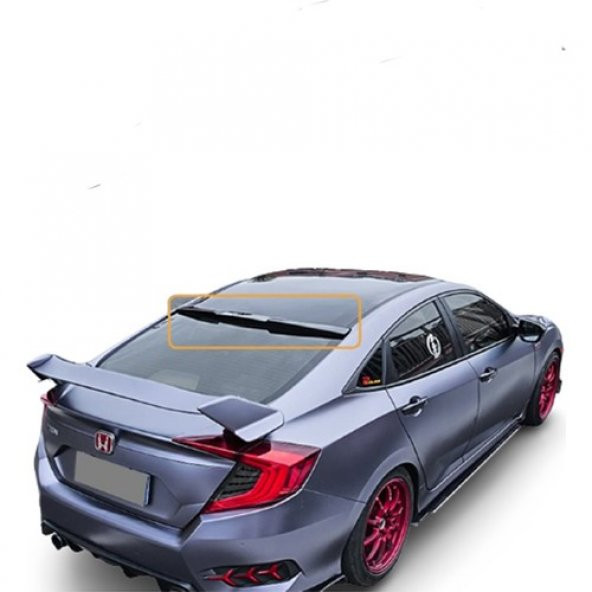 Honda Civic Fc5 ( 2016-2020 ) Abs Plastik   Cam Üstü Piano Black Spoiler - 3