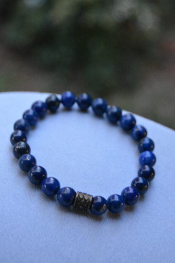STONEAGE Lacivert Renk Lapis Lazuli Doğal Taş Unisex Bileklik Hem Kadın Hem Erkek Kullanabilir