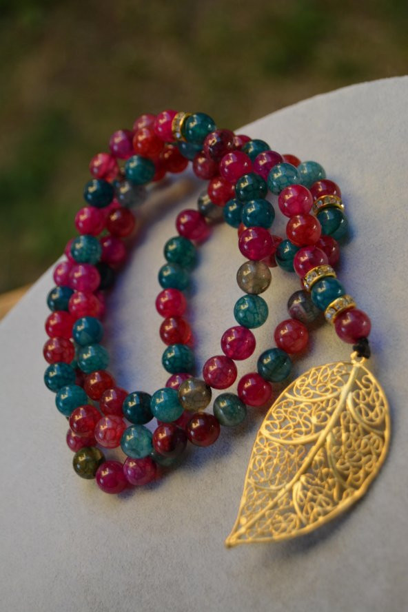 STONEAGE JEWELLERY Akik Doğal Taş 99 Tesbih Kolye