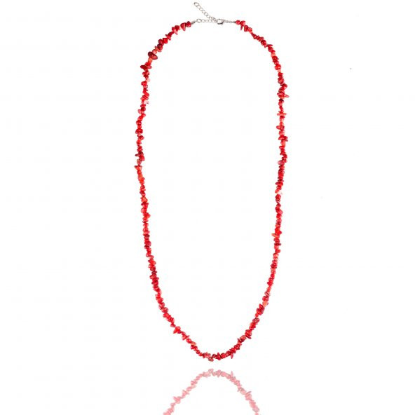 STONEAGE JEWELLERY Mercan Doğal Taş Hem Kısa Hem Uzun Bayan Kolye - 2