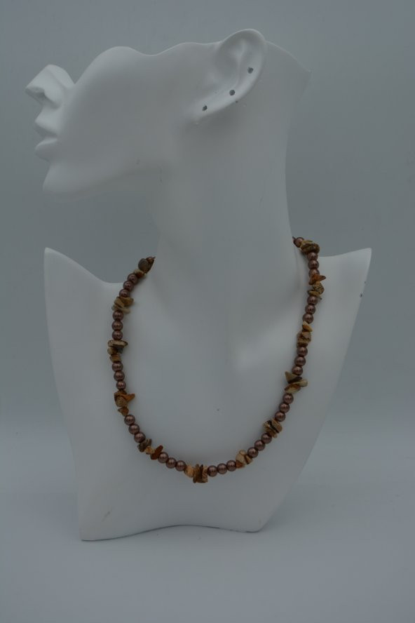 STONEAGE JASPER VE CAM İNCİ KOLYE - Resim 3