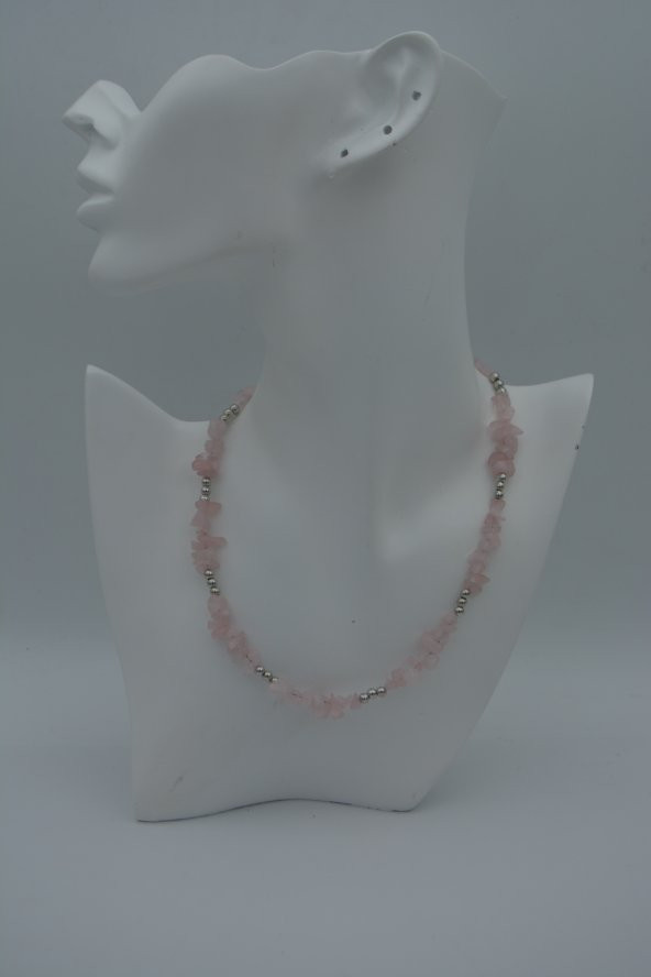 STONEAGE PEMBE KUVARS AŞK TAŞI KOLYE - Resim 2