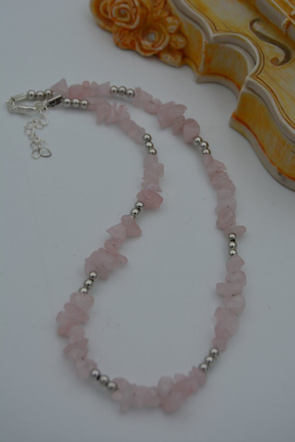 STONEAGE PEMBE KUVARS AŞK TAŞI KOLYE - Resim 3