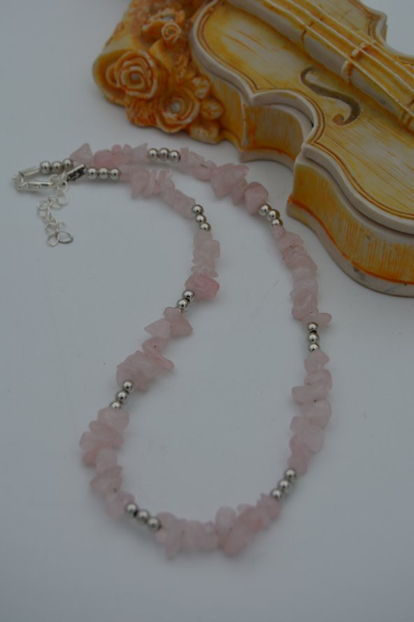 STONEAGE PEMBE KUVARS AŞK TAŞI KOLYE - Resim 4