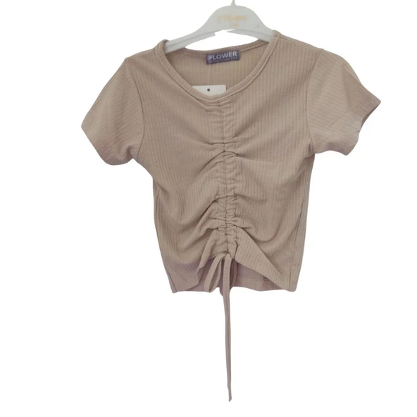 FLOWER DÜZ RENK BÜZGÜLÜ KAŞKORSE KIZ ÇOCUK T-SHİRT - 3