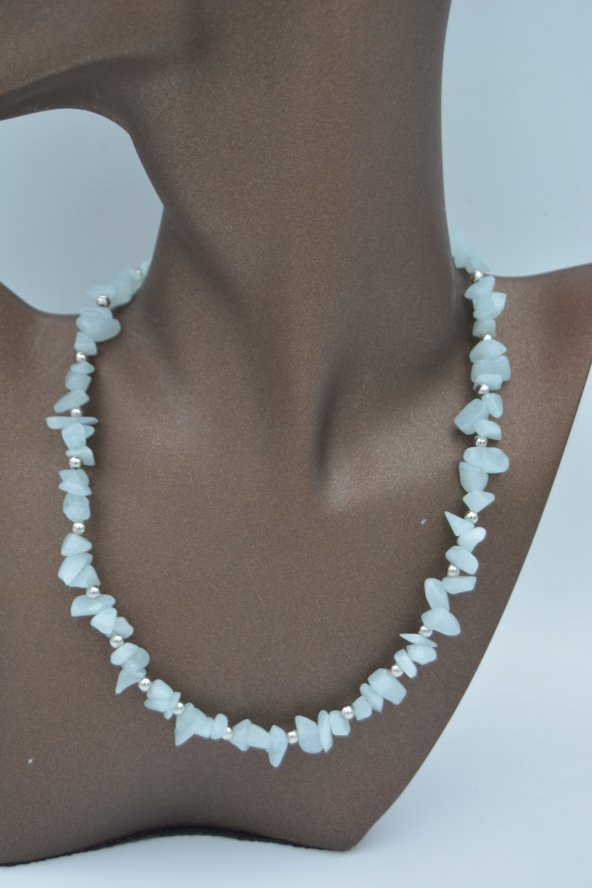 STONEAGE AKUAMARİN TAŞLI TASARIM KOLYE - Resim 2