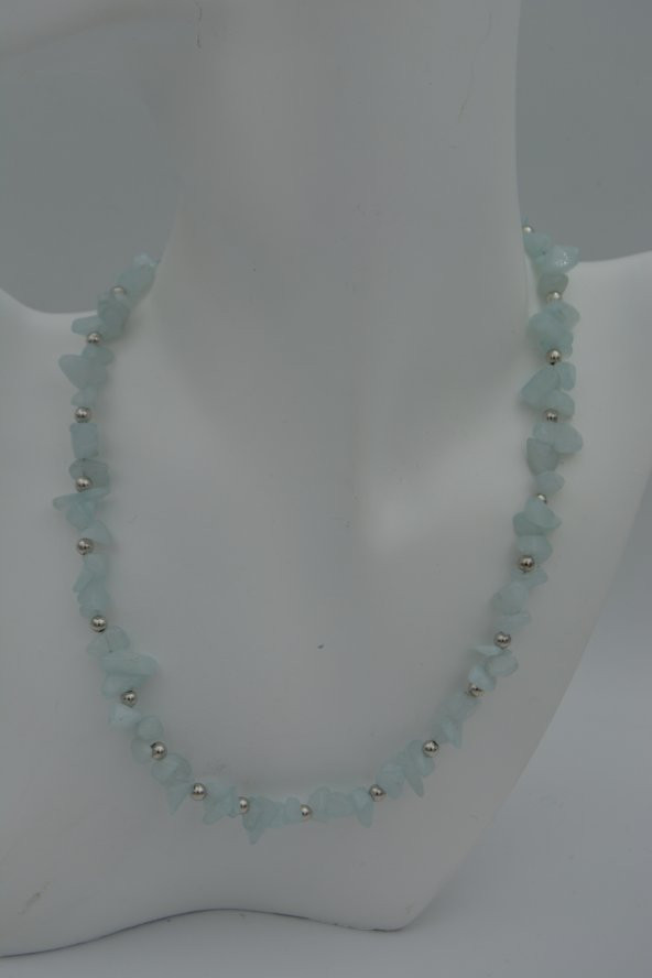 STONEAGE AKUAMARİN TAŞLI TASARIM KOLYE - Resim 3